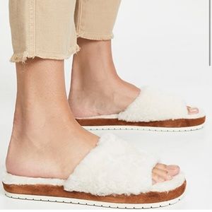 🍂🍁VINCE * Kalina Slipper Slide sandals cream real shearling 7.5